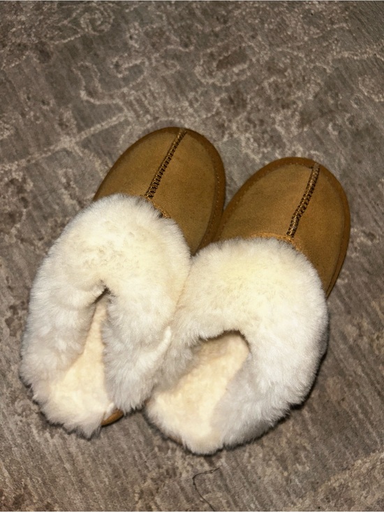 BearPaw Shoes - BearPaw Women's Suede Platform Slippers in Chestnut with Cream Shearling